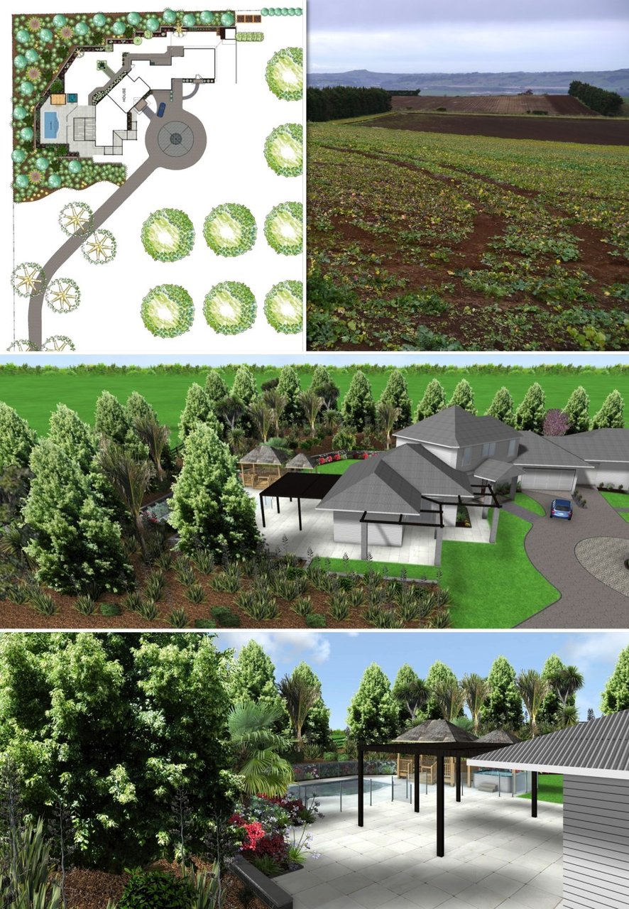 An aerial landscape plan for a multi-unit development